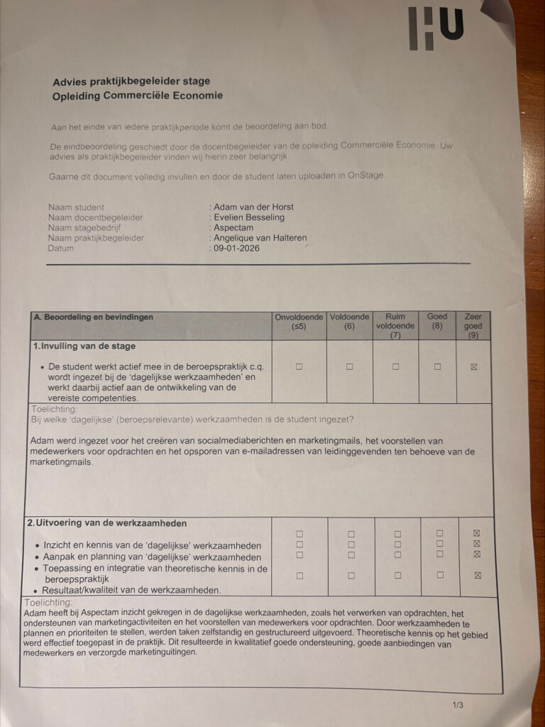 adviesbeoordeling adam van der horst praktijkbegeleidster 2
